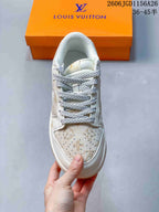 Nike Dunk Low Louis Vuitton Monogram-Style Sneakers, Ivory