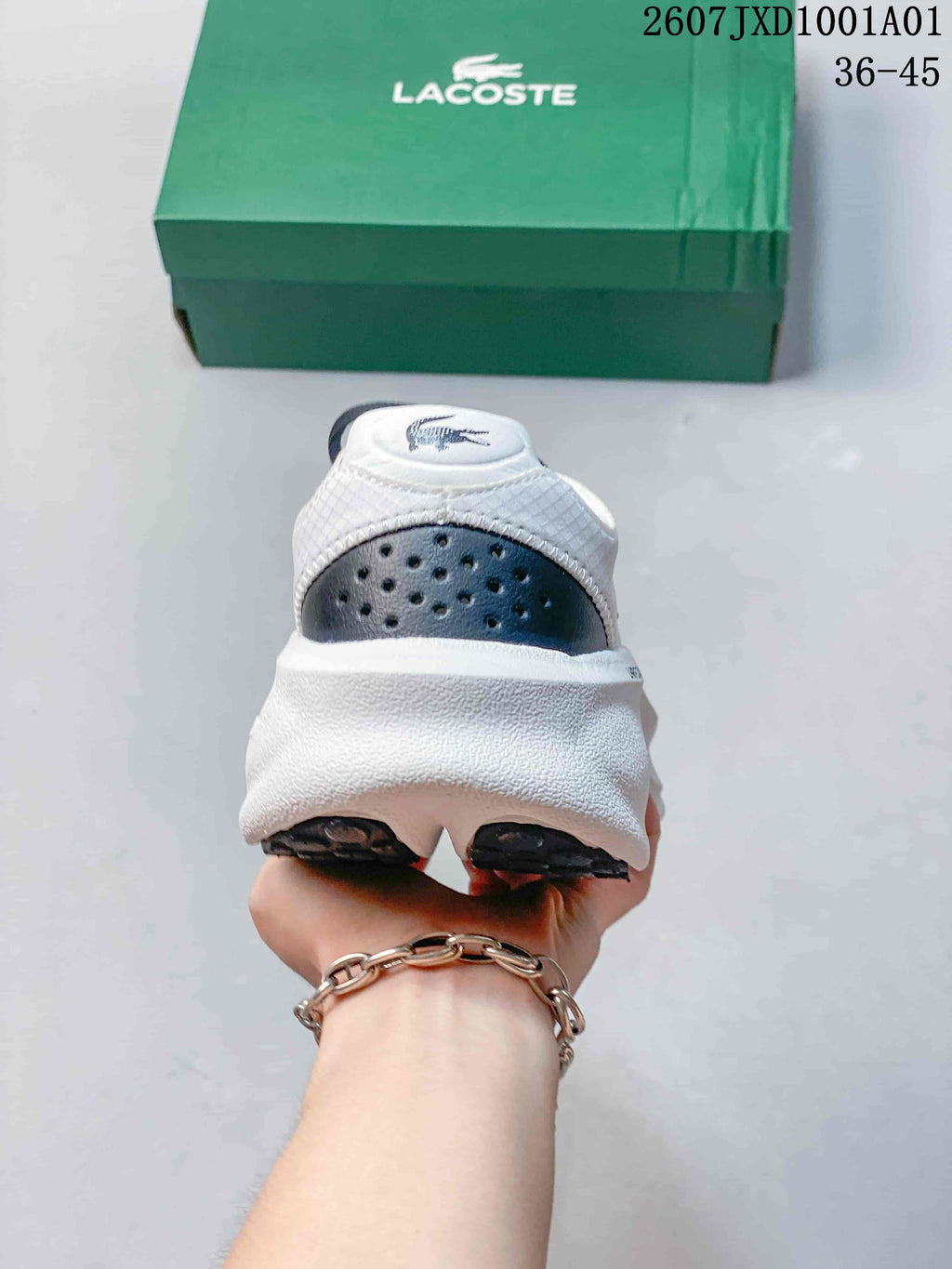 Lacoste JXD1001A01 White and Navy Running Sneakers