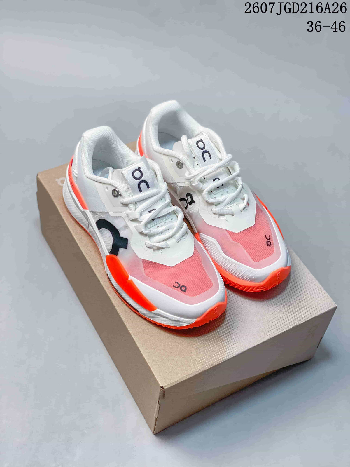 On THE ROGER Pro 2 Tennis Sneakers White Pink Orange