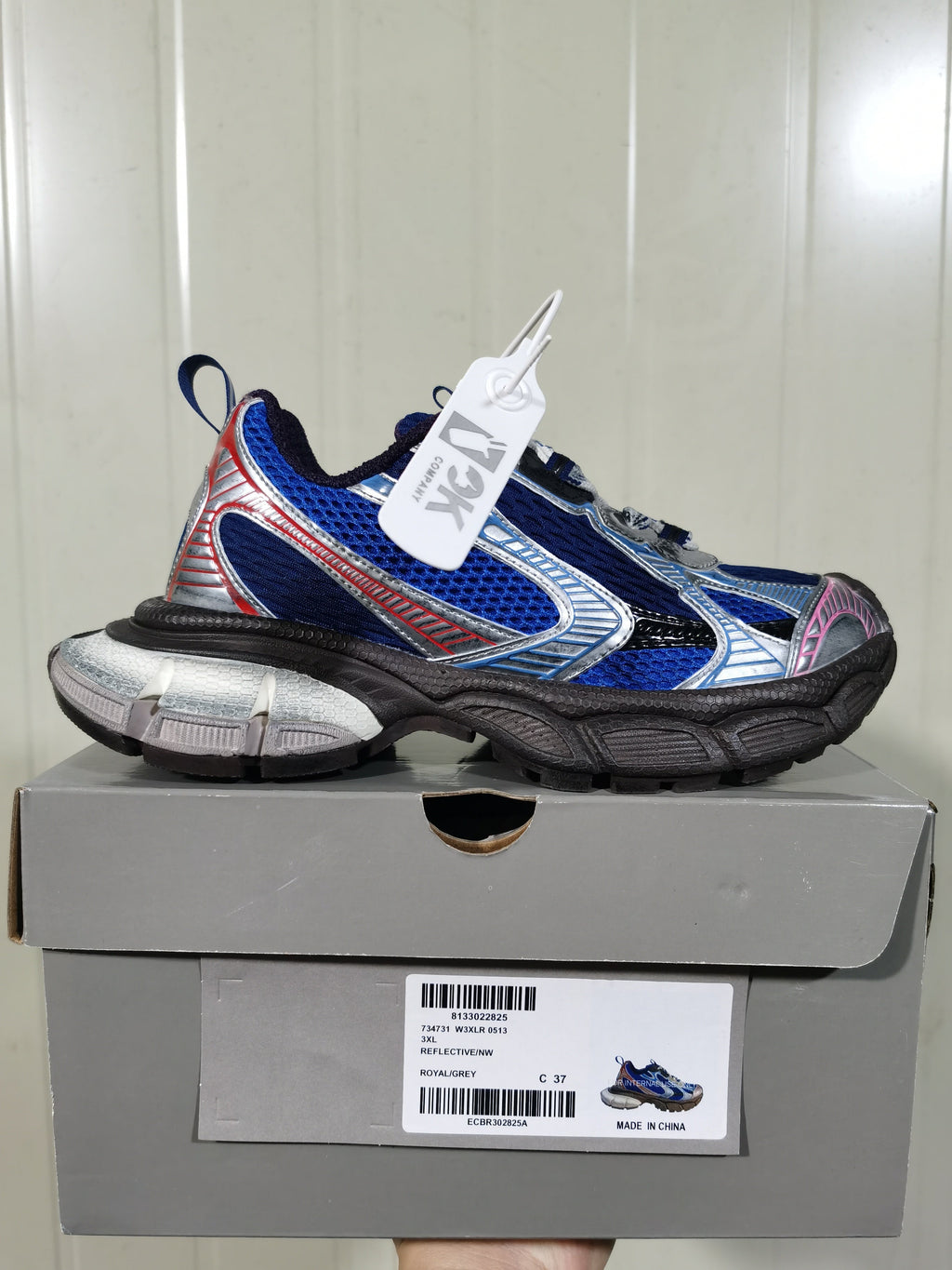 Reflective Blue and Silver Sneakers Royal Grey