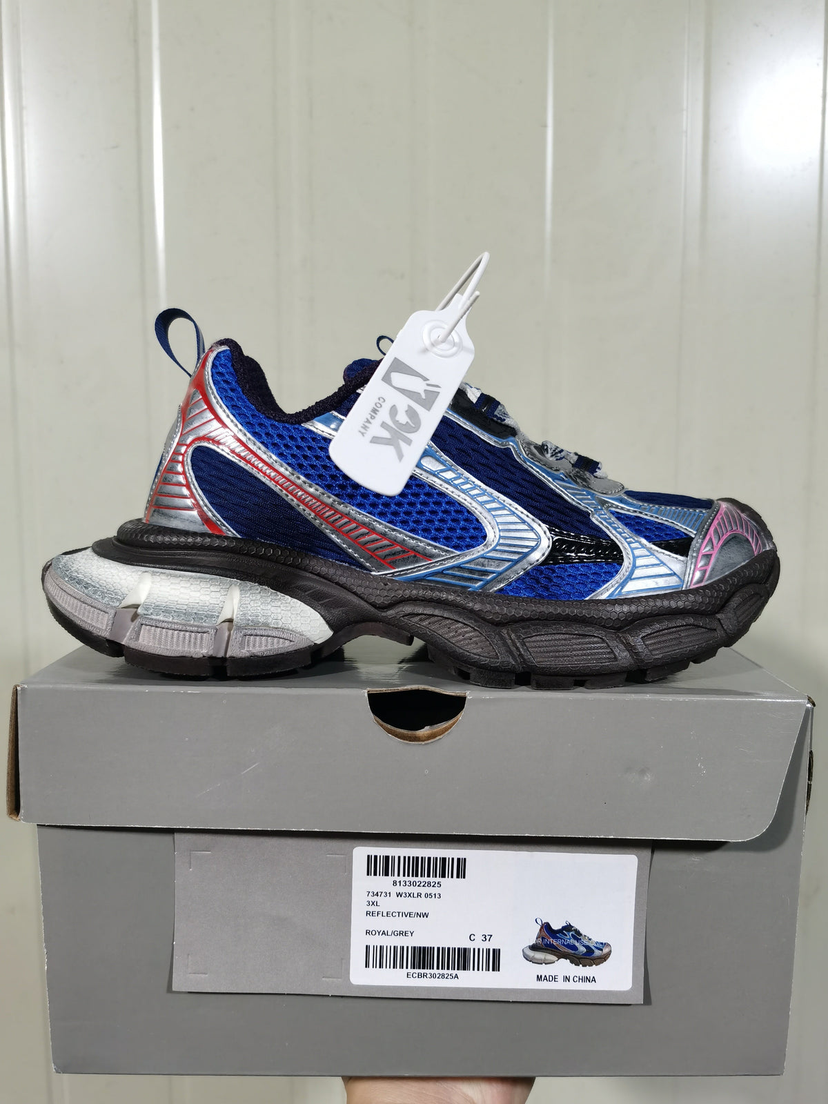 Reflective Blue and Silver Sneakers Royal Grey