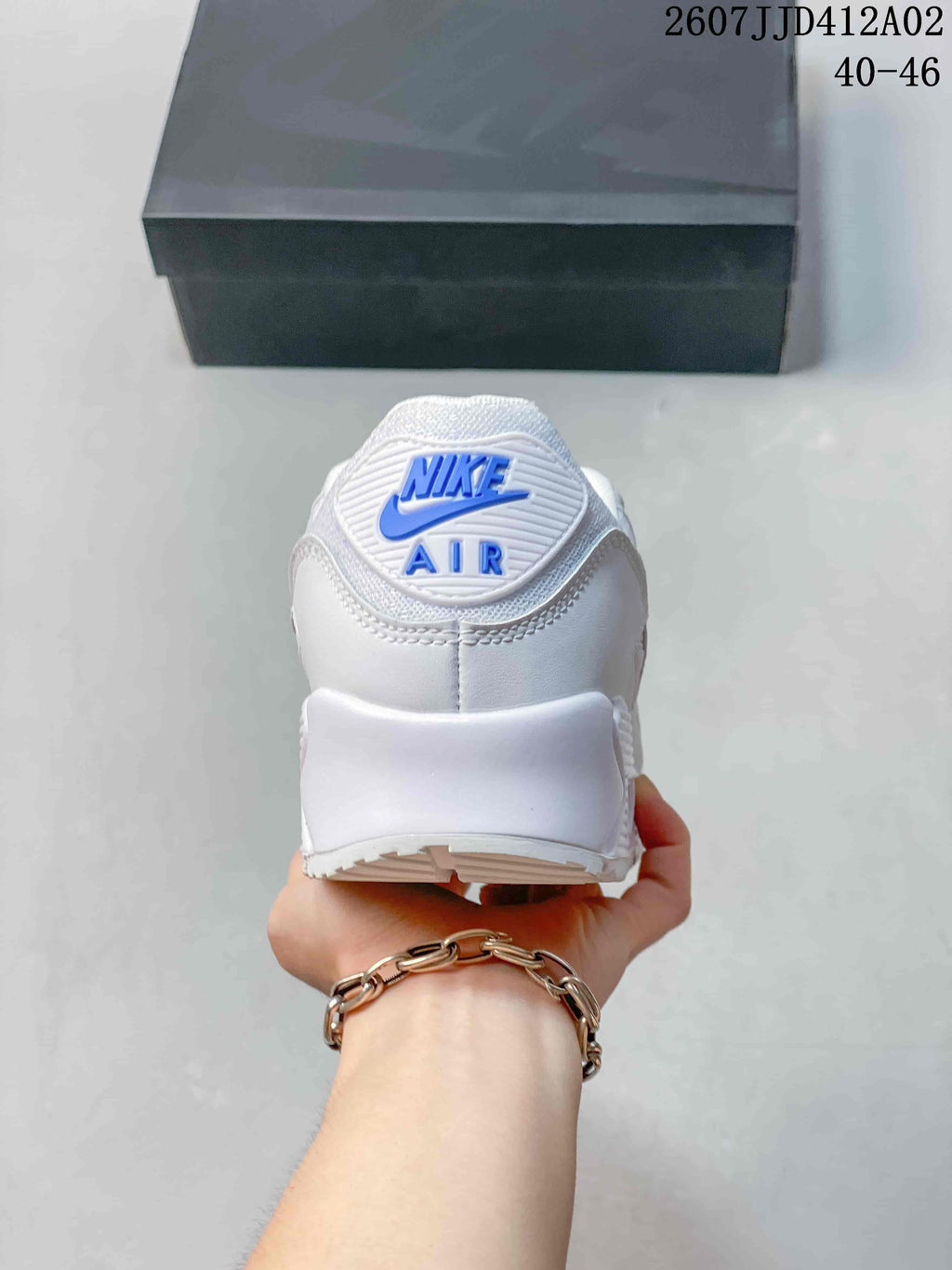 Nike Air Max 90 White and Blue Sneakers