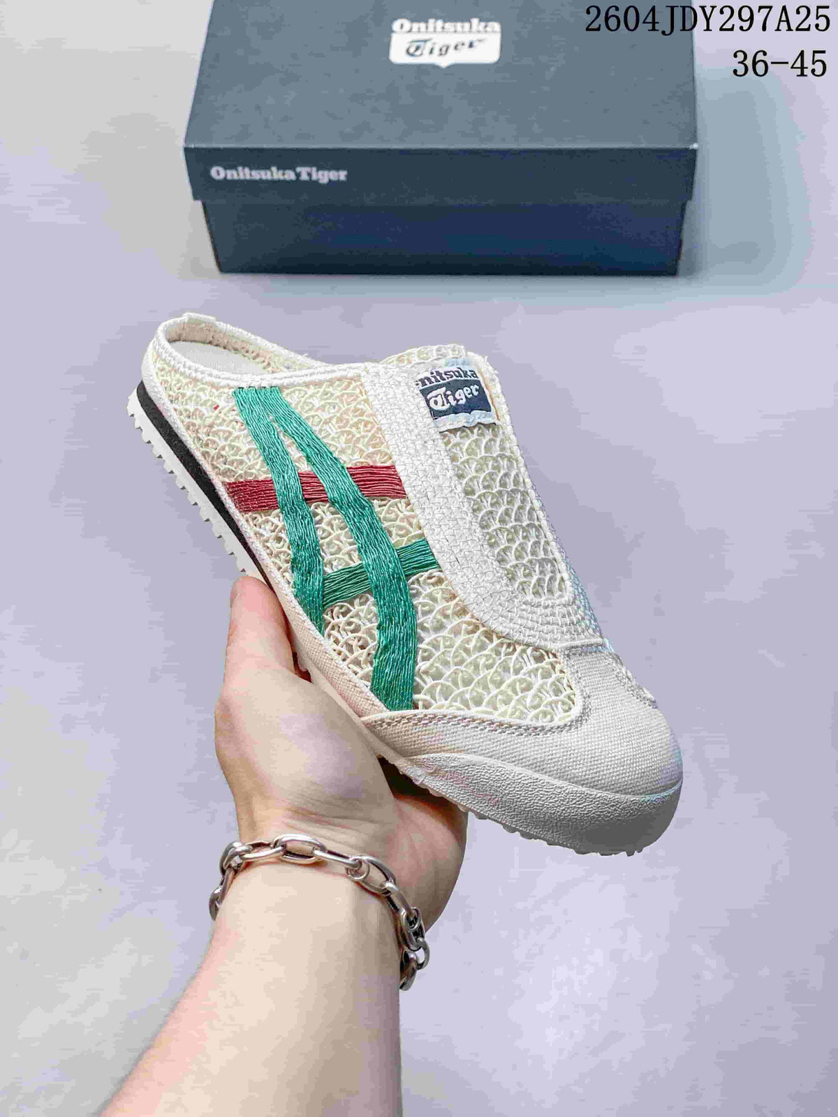 Onitsuka Tiger Mexico 66 Sabot Sneakers Cream Green Red