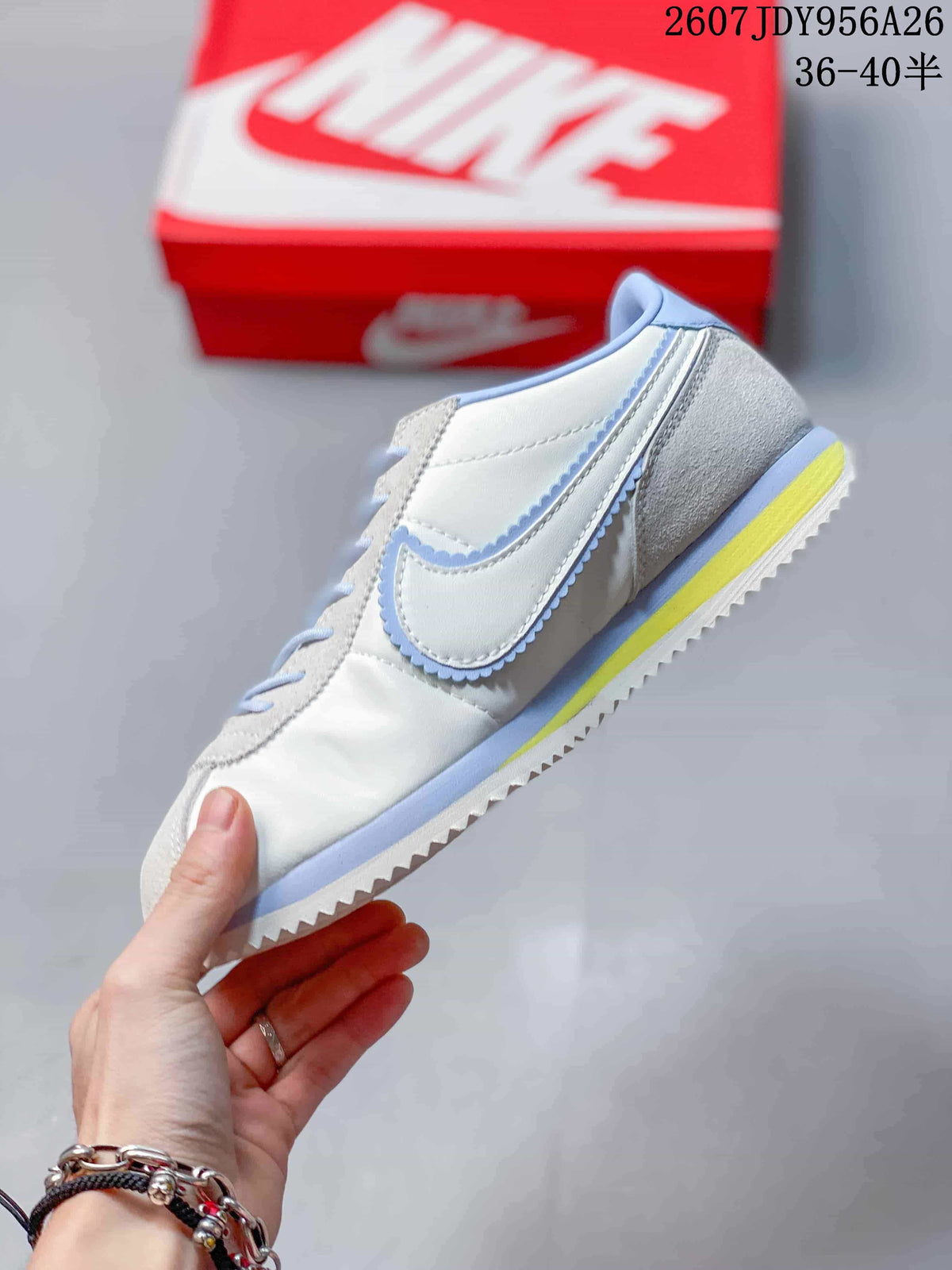 Nike Classic Cortez Sneakers White Light Blue Yellow IR13