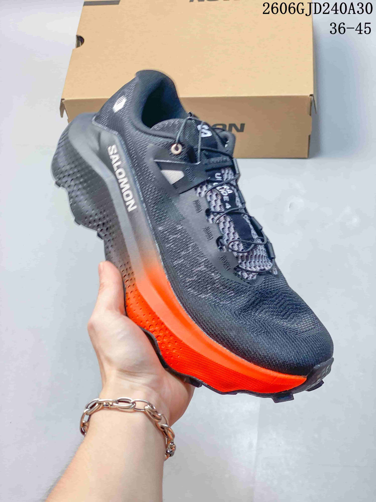 Salomon Ultra Glide 4 Trail Running Shoes, Charcoal and Orange