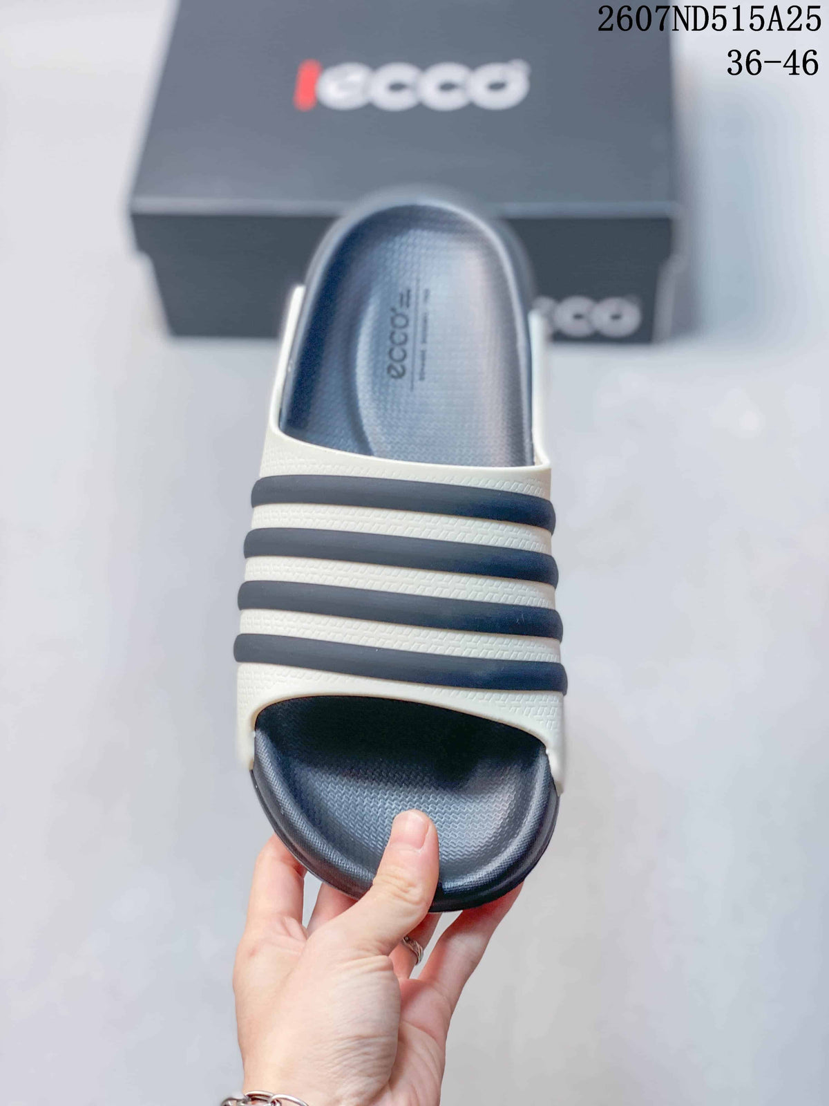 ECCO 2607ND515A25 Men's Navy and White Slide Sandals