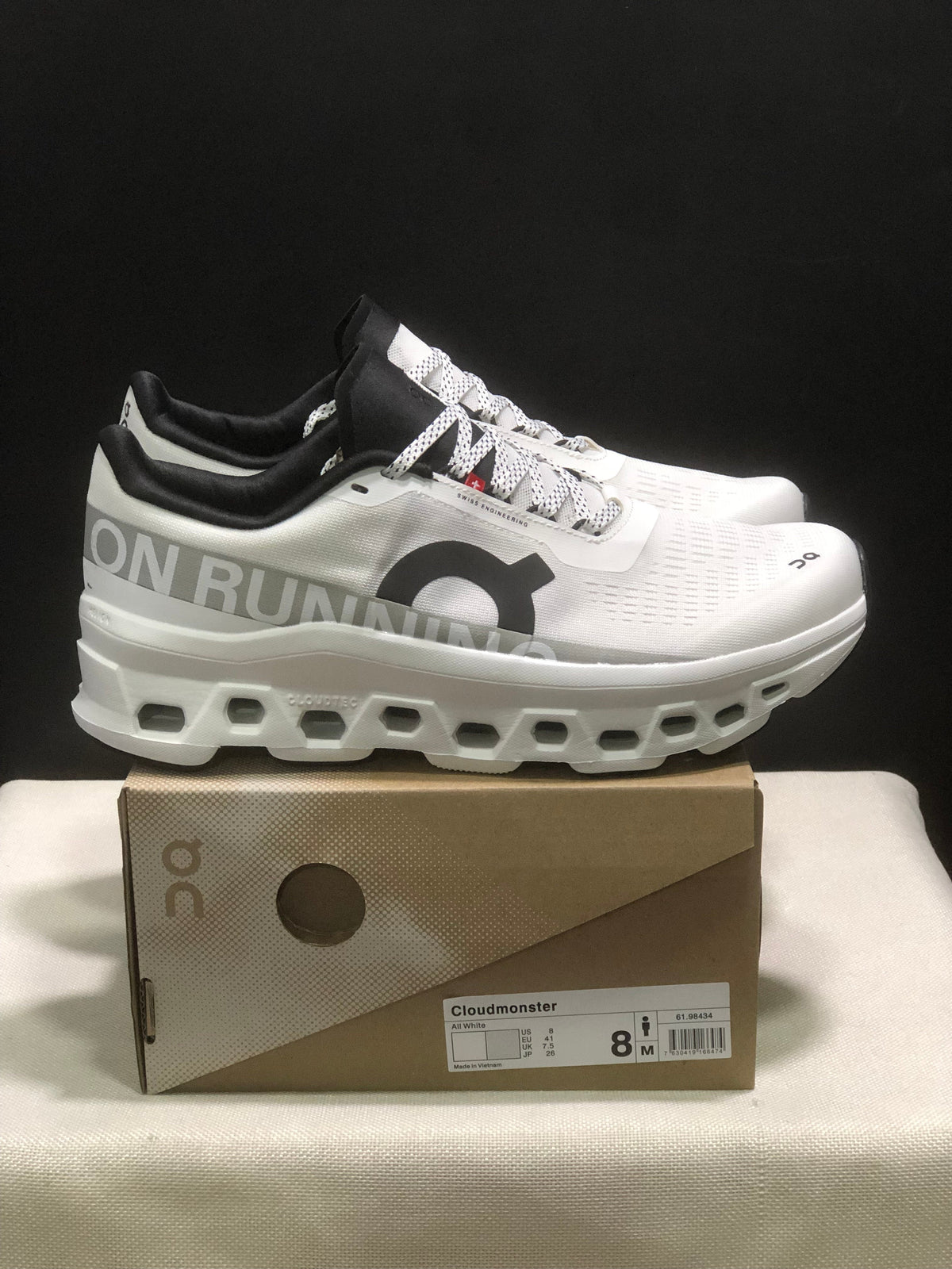 On Cloudmonster 1 All-White Running Sneakers
