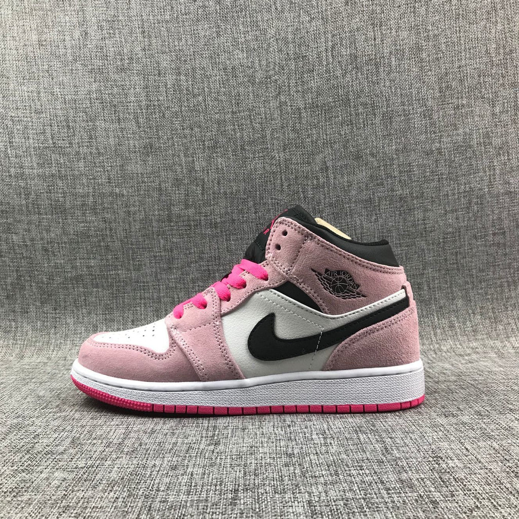 Jordan 1 Mid Pink White Black Sneakers 852542-801