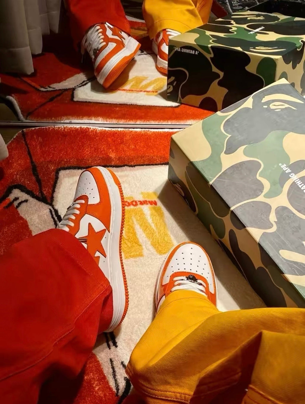 A Bathing Ape BAPE STA Low Sneakers White Orange