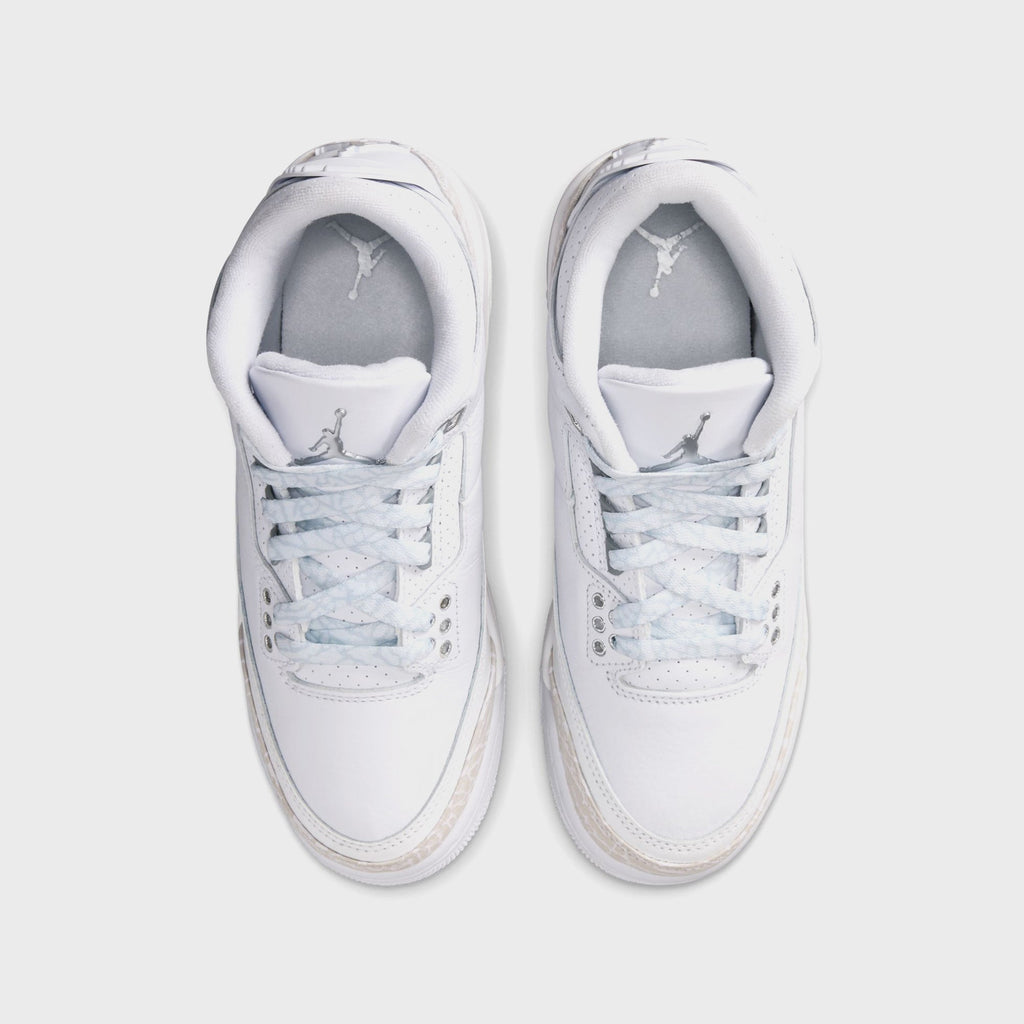 Nike GS Air Jordan 3 Retro - White / Metallic Silver / White