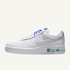 Nike Women's White ir Force 1 Low 'Blue Flower' Sneakers, IF0498 101