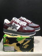 BAPE STA Low-Top Sneakers Burgundy White Gray