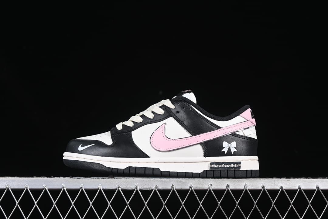 Nike SB Dunk Low Black White Pink Bow Sneakers