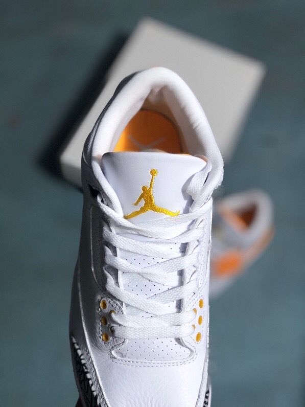 Jordan 3 Sneakers White Orange Adult Style