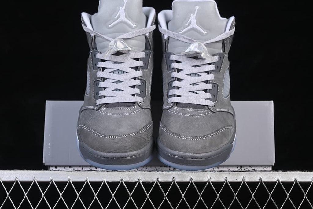 Air Jordan 5 High-Top Sneakers in Grey and White