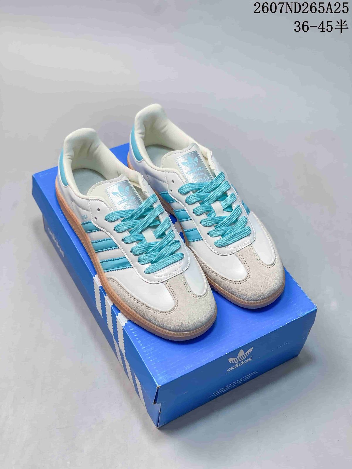 Adidas Samba Low-Top Sneakers White and Blue