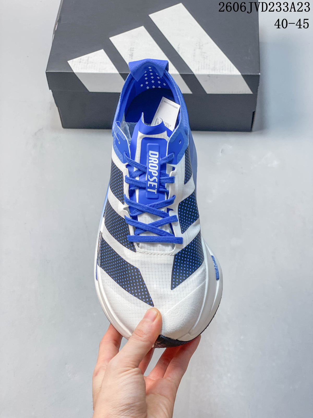 Adidas Adizero Prime X3 Running Shoes, White and Blue
