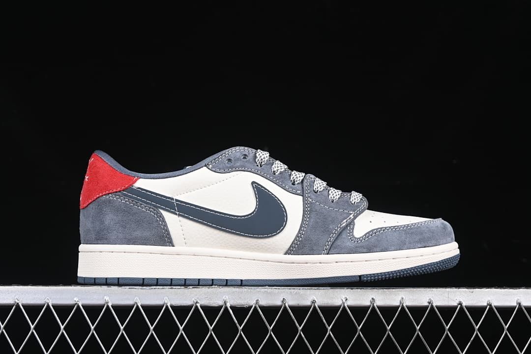 Jordan 1 Low OG SP Low-Top Sneakers in Grey, White and Red