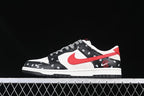 Nike SB Dunk Low Sneakers Black White Red Paisley