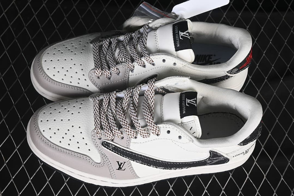 Air Jordan 1 Low Sneakers in White, Grey and Black