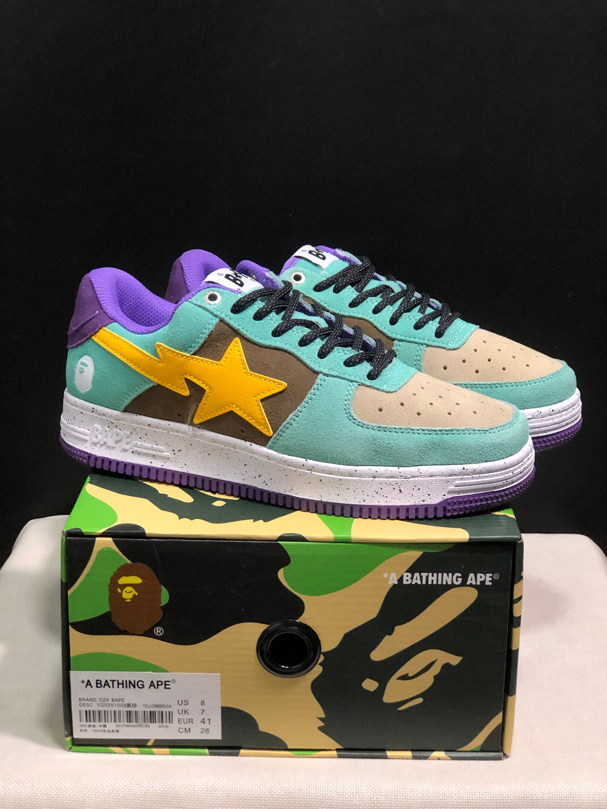 Bape Sta Low-Top Sneakers Mint Green Purple Yellow