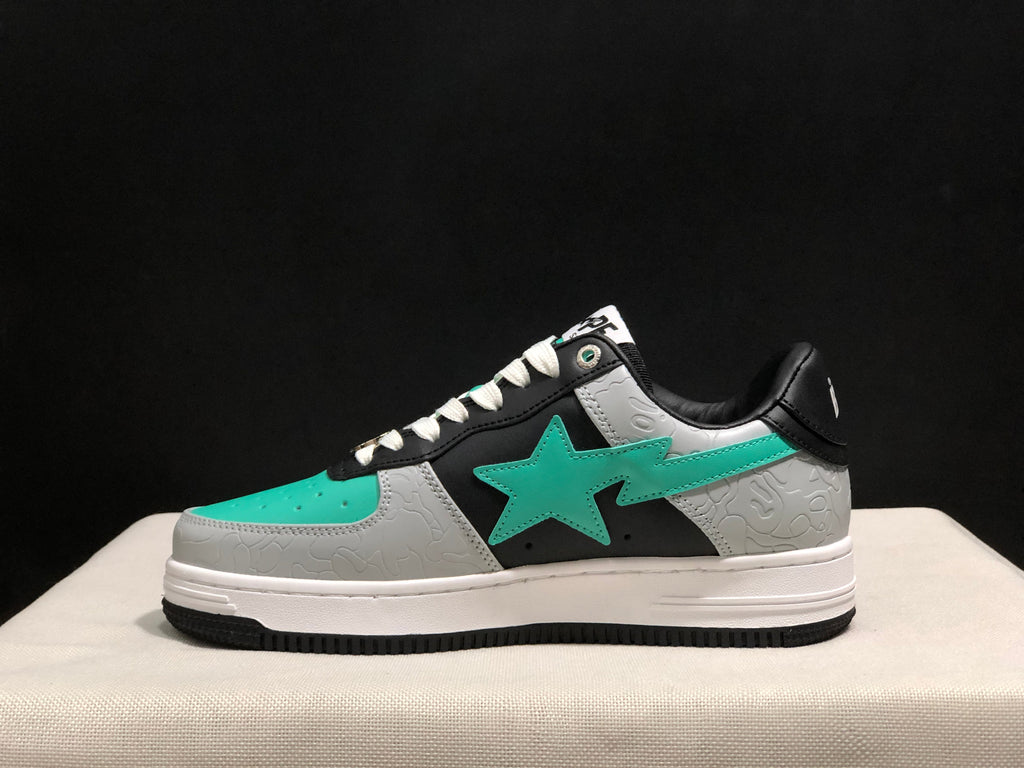 BAPE Bape Sta Low-Top Sneakers Black Grey Turquoise