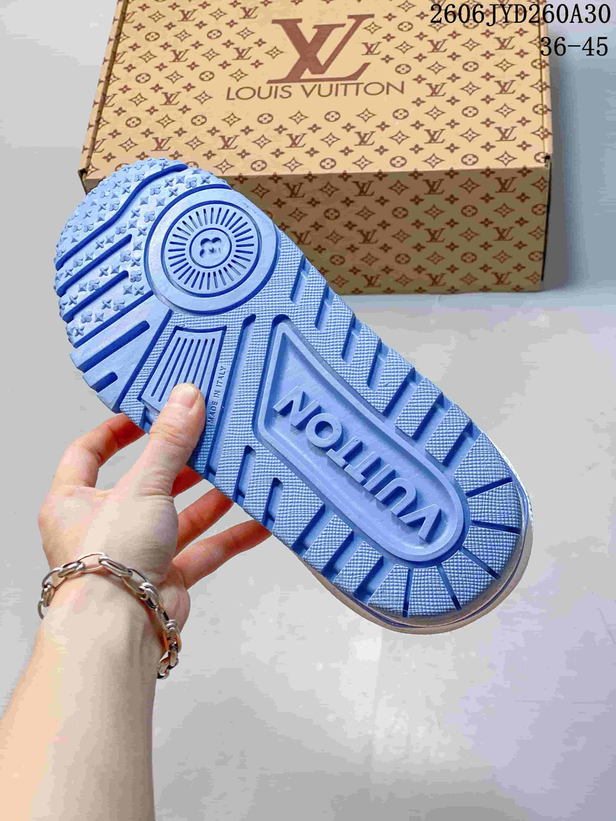Louis Vuitton Trainer Maxi Low-Top Sneakers, White and Blue