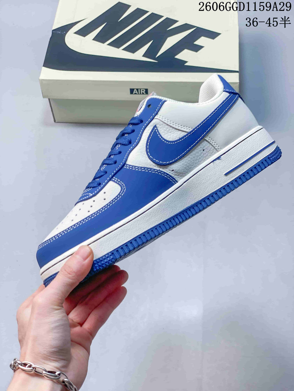 Nike Air Force 1 Low White and Blue Sneakers