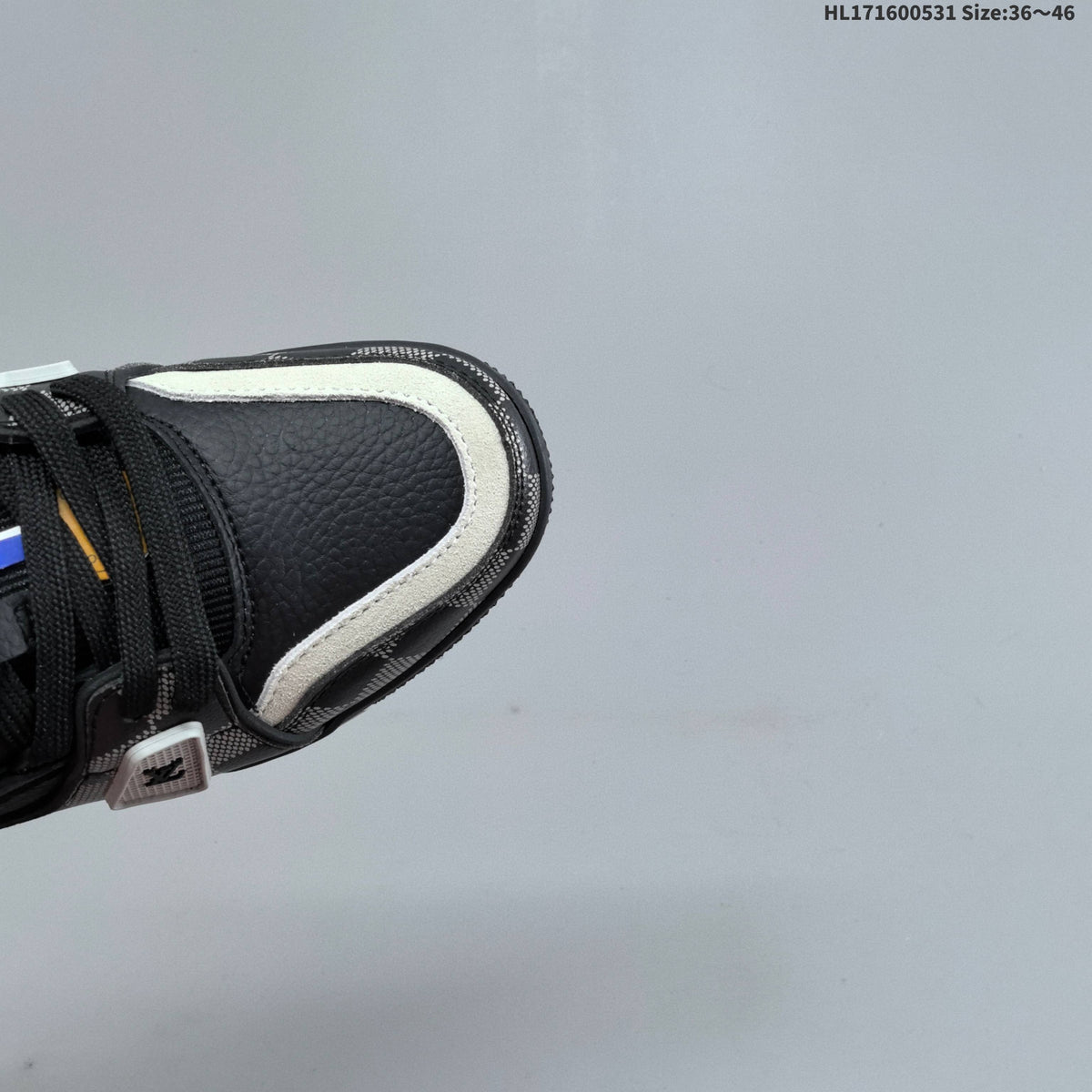 Louis Vuitton Black and Gray Checkerboard Low-Top Sneakers