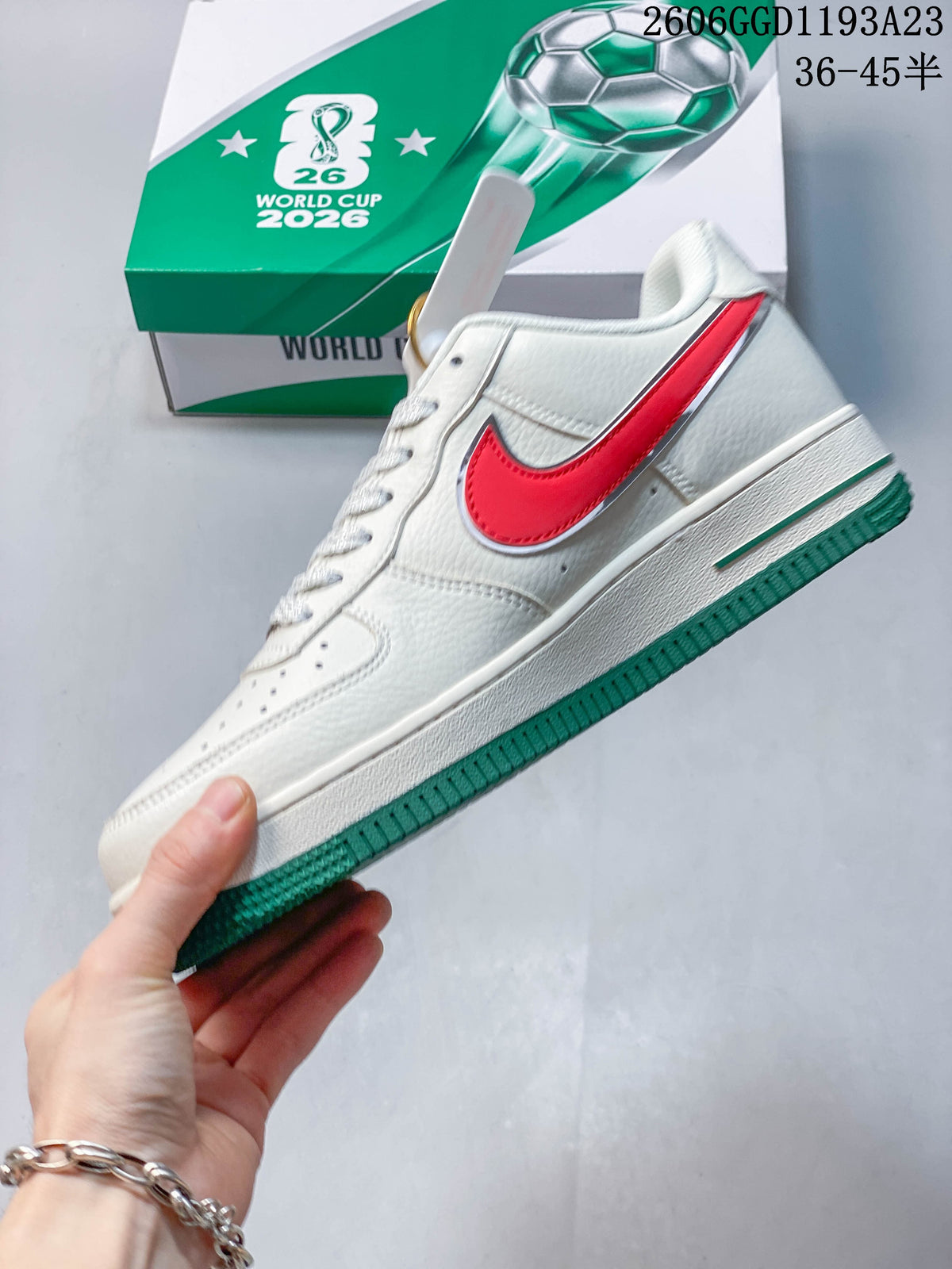 Nike Air Force 1 White Red Green Sneakers