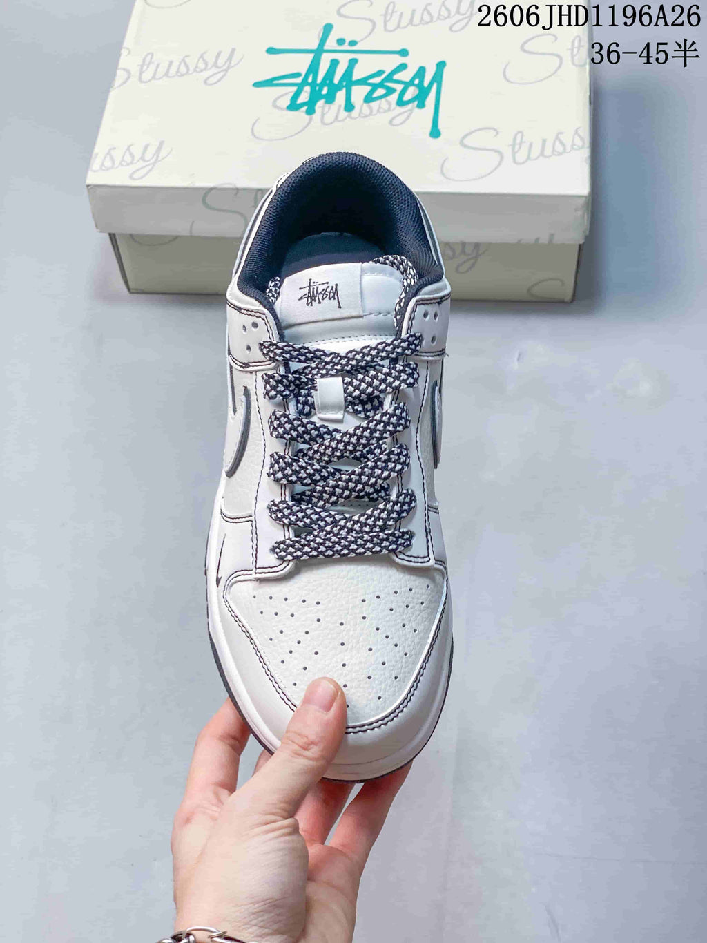 Nike SB Dunk Low White and Navy Sneakers