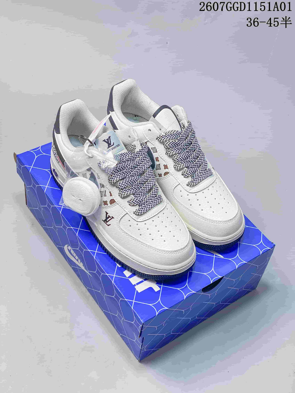 Nike Air Force 1 White Monogram Print Sneakers