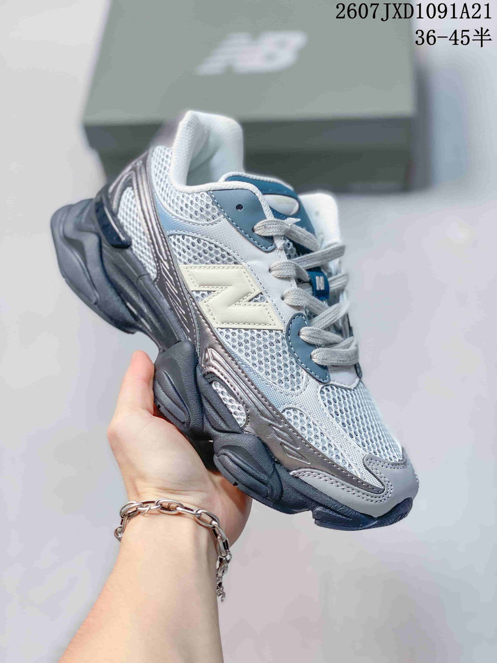 New Balance 9060 Blue and Grey Mesh Sneakers