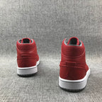 Jordan 1 Mid High-Top Sneakers in Red and Grey