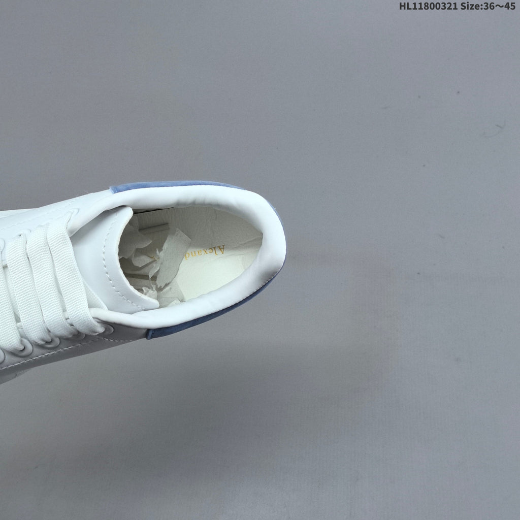 Alexander McQueen Oversized Low-Top Sneakers, White and Blue