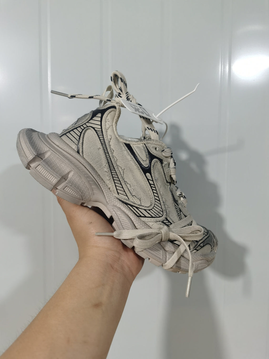 2002 Beige and Black Canvas Sneakers