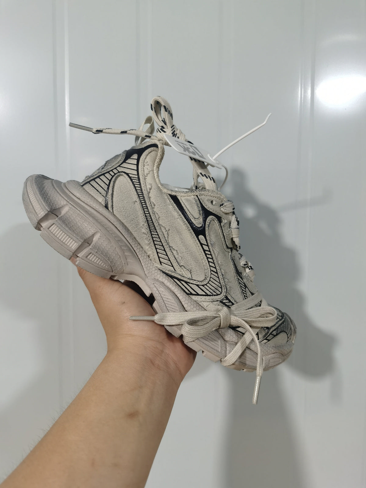 2002 Beige and Black Canvas Sneakers