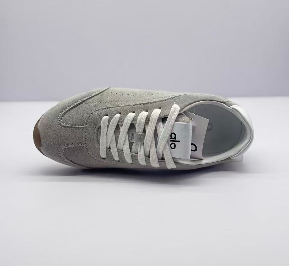 Alo Gray Low-Top Lace-Up Sneakers