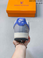 Nike Air Force 1 ’07 Low Louis Vuitton Style Sneakers Blue Gray