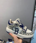 MLB 005-1 Cream and Navy Low-Top Sneakers