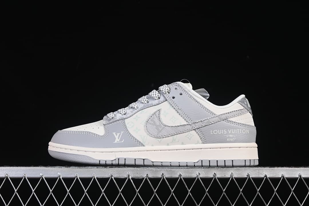 Nike SB Dunk Low Gray Monogram-Print Sneakers XS6089-629