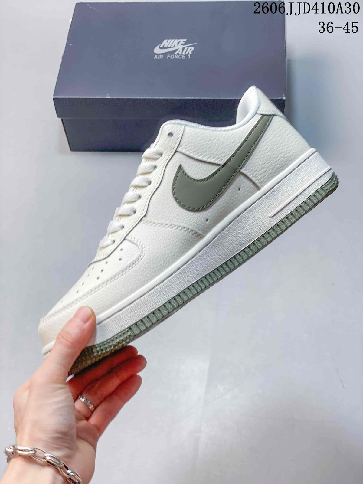 Nike Air Force 1 ’07 Low White and Sage Green Sneakers