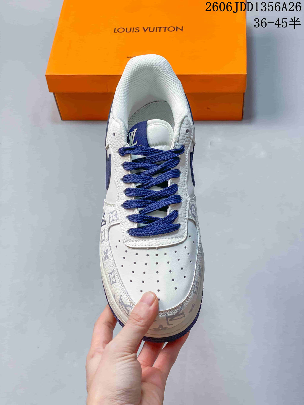 Nike Air Force 1 '07 Low White Blue Monogram Sneakers