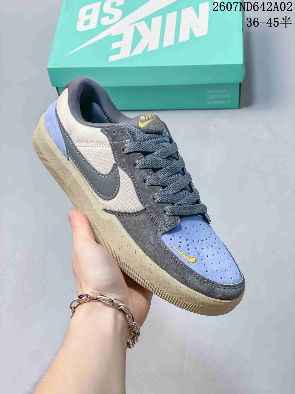 Nike SB Force 58 Low-Top Skate Shoes in Gray and Blue