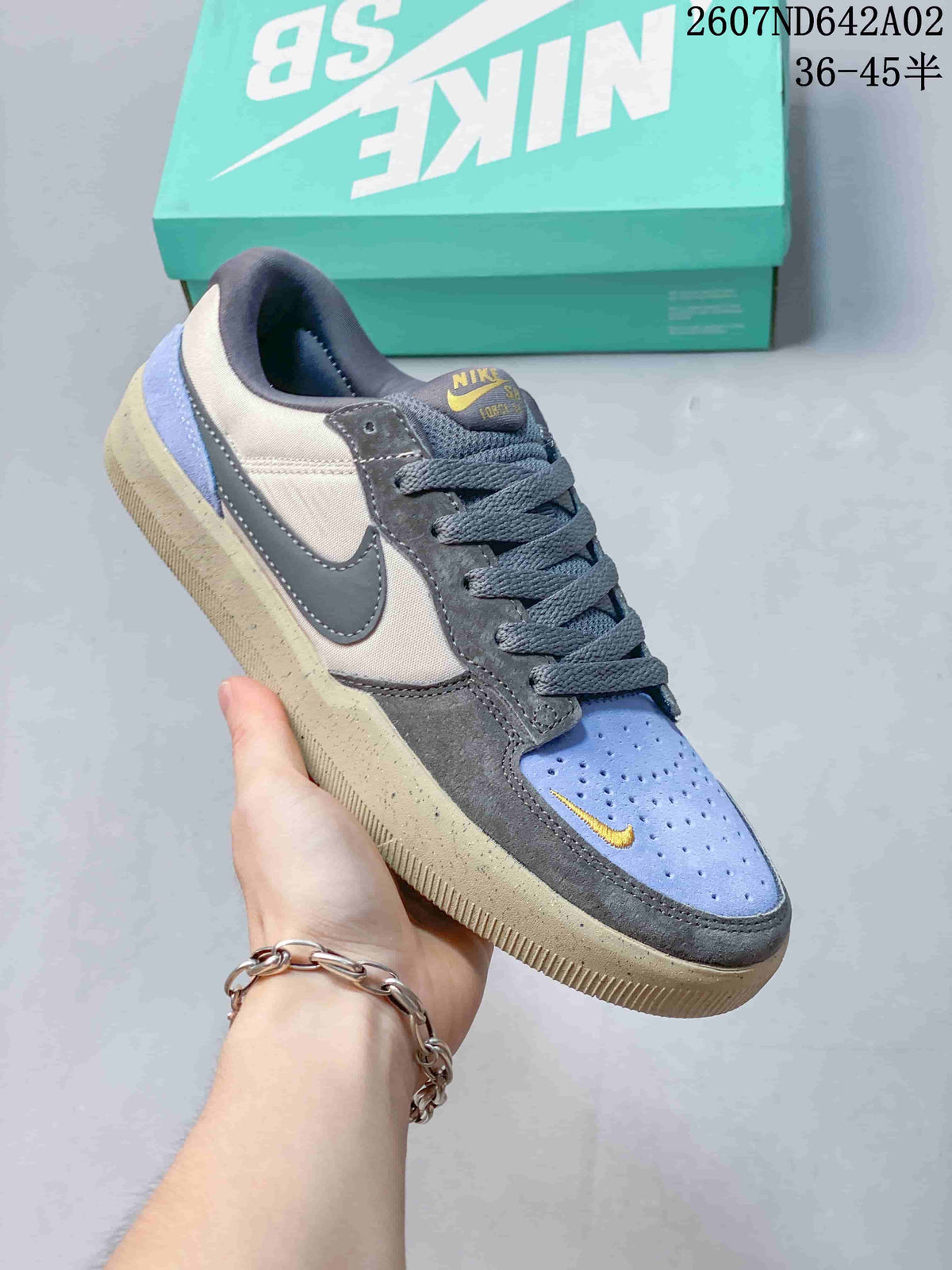 Nike SB Force 58 Low-Top Skate Shoes in Gray and Blue