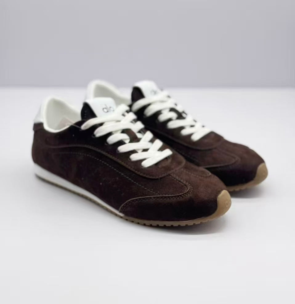 Alo Low-Top Sneakers Dark Brown with White Accents