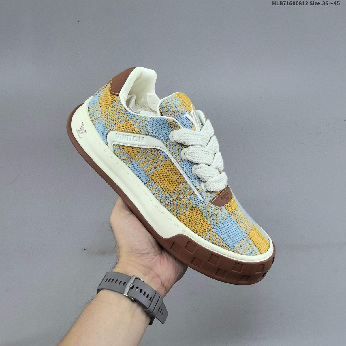Louis Vuitton Tilted Low Sneakers in Blue and Yellow Check