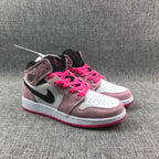 Jordan 1 Mid Pink White Black Sneakers 852542-801