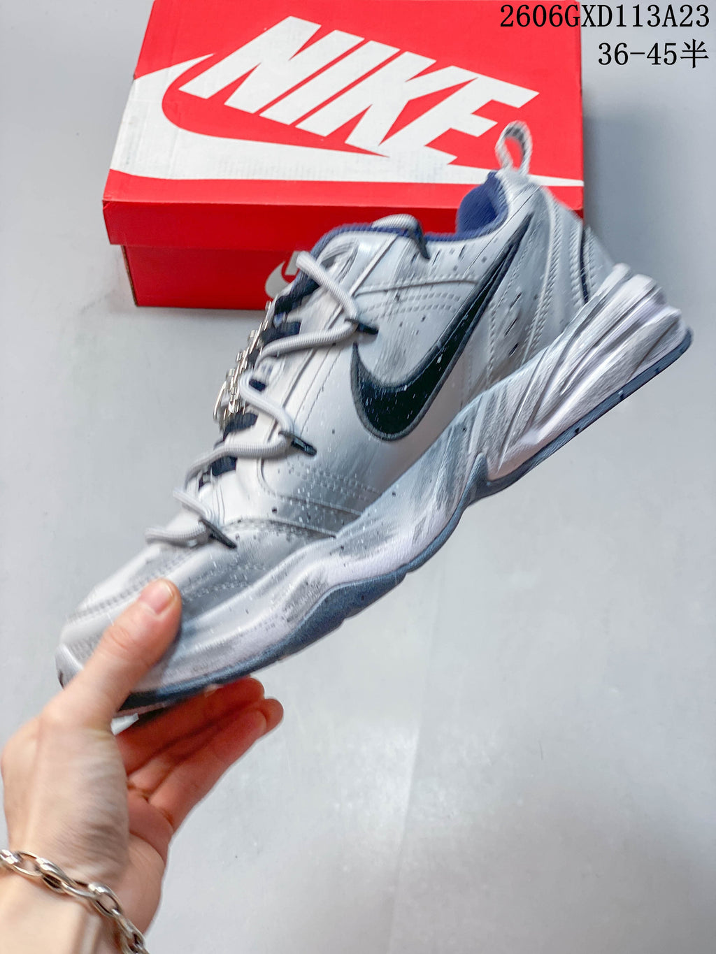 Nike Air Monarch IV Tekno Silver Sneakers 415445-102