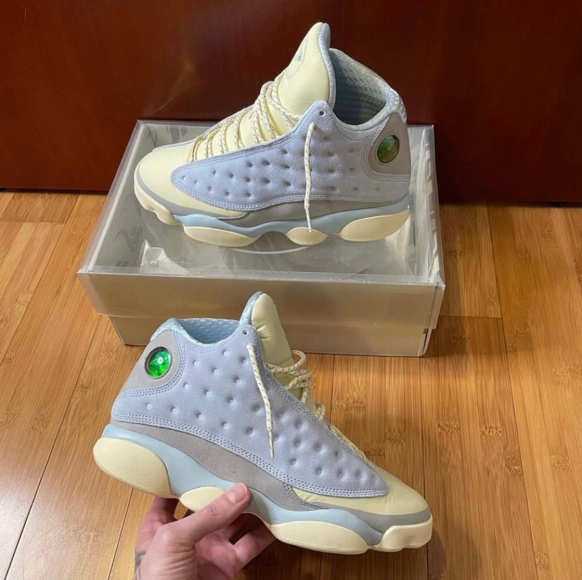 Jordan 13 SoleFly DX5763-100 Sneakers in Blue and Cream